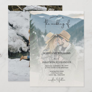 Invitación Elegante guión moderno Dos Bodas de fotografía