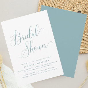 Invitación Elegante guión moderno Ducha nupcial azul turbia