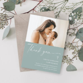 Invitación Elegante guión moderno foto bautismo de agradecimi