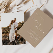 Elegante guión moderno foto Boda clásico Invita