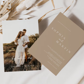 Invitación Elegante guión moderno foto Boda clásico Invita