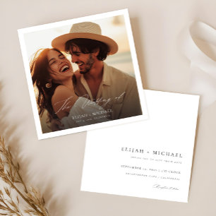 Invitación Elegante guión moderno foto Boda de presupuesto cu