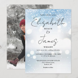Invitación Elegante guión moderno foto Nieve Boda de Invierno
