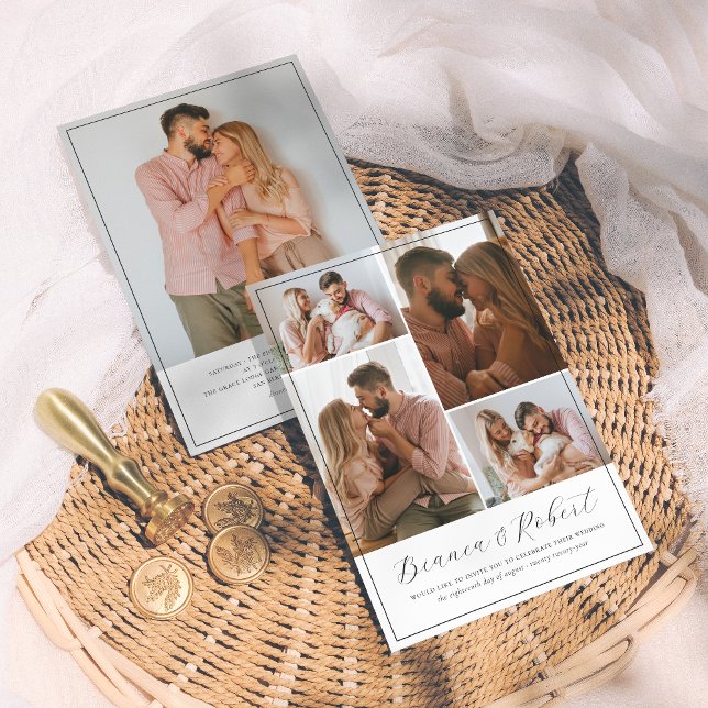 Invitación Elegante guión moderno Minimalista 5 Fotos Boda (Subido por el creador)