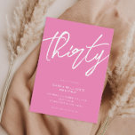 Invitación Elegante guión moderno rosado 30 cumpleaños<br><div class="desc">Moderna invitación minimalista de cumpleaños número 30 con un diseño sencillo con una elegante tipografía manuscrita.</div>