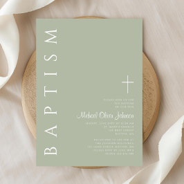 Invitación Elegante guión moderno Sage Green Baptism