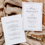 Invitación Elegante guión moderno todo en un Boda<br><div class="desc">Esta elegante y moderna invitación a la boda incluye un guión de caligrafía único, combinado con un estilo elegante. La combinación en blanco y negro es perfecta para cualquier evento, formal o informal. La parte trasera incluye todos los detalles de su boda en una sola ubicación, lo que facilita a...</div>