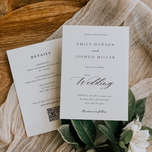 Invitación Elegante guión moderno todo en un Boda (Subido por el creador)