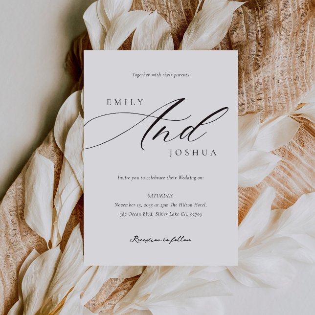 Invitación Elegante guión moderno todo en un Boda (Subido por el creador)