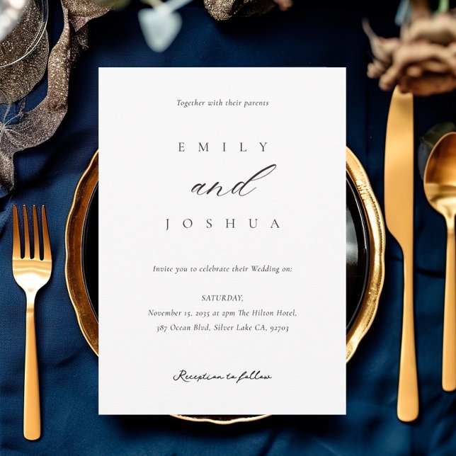 Invitación Elegante guión moderno todo en un Boda (Subido por el creador)
