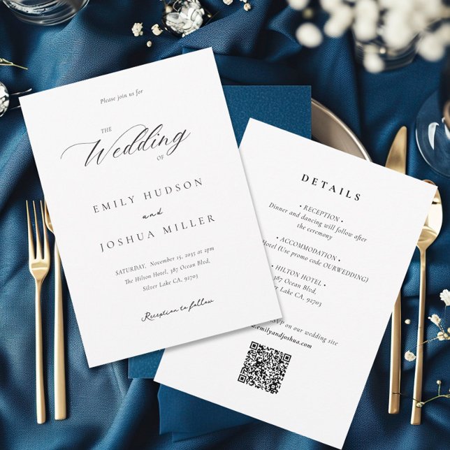 Invitación Elegante guión moderno todo en un Boda (Subido por el creador)