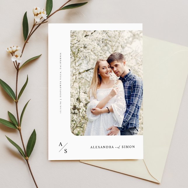 Invitación Elegante guión Monograma Boda Foto (Subido por el creador)