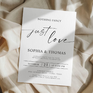 Invitación Elegante guión Nada de lujo Solo amor Nupcias