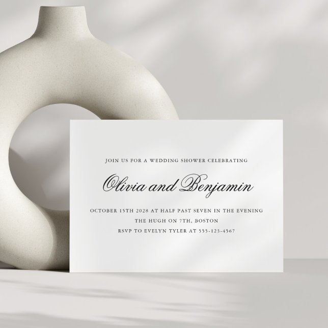 Invitación Elegante guion negro y blanco Formal ducha de boda (Subido por el creador)