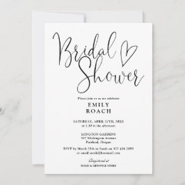 Invitación Elegante guión negro y blanco para baby shower de 