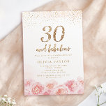 Invitación Elegante guión oro y floral ruidoso 30 cumpleaños<br><div class="desc">Moda moderna "30 y fabuloso" guión,  purpurina de oro de moda y diseño floral de color rosa pastel,  elegante y elegante,  grandes invitaciones para fiestas de cumpleaños número 40.</div>