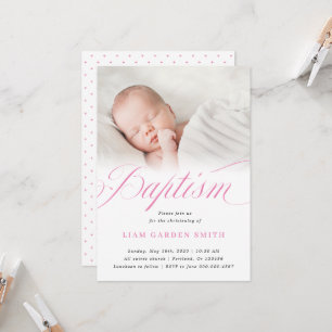 Invitación Elegante guión pastel rosado polvoriento foto de b
