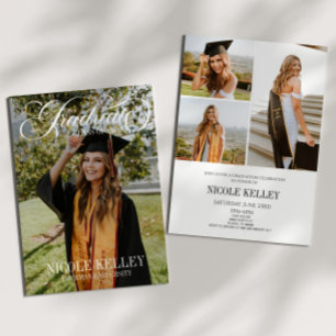 Invitación Elegante guión personalizado foto graduación