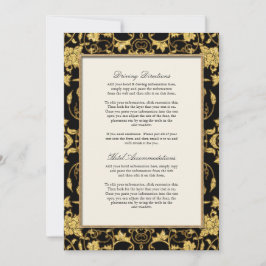 Invitación Elegante guión Purpurina de oro negro Damask Weddi