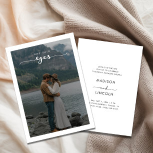 Invitación Elegante Guión Que Dijo Sí Compromiso Con La Foto 