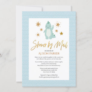 Invitación Elegante guión recorta ducha de dinosaurios azules