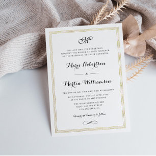 Invitación Elegante guión Relieve metalizado de oro invitació