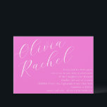 Invitación Elegante guión rosa caliente de moda Bat Mitzvah<br><div class="desc">Esta invitación contemporánea al murciélago mitzvah presenta una composición horizontal minimalista y una hermosa caligrafía de escritura en el moderno Hot Pink.</div>