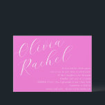 Invitación Elegante guión rosa caliente de moda Bat Mitzvah<br><div class="desc">Esta invitación contemporánea al murciélago mitzvah presenta una composición horizontal minimalista y una hermosa caligrafía de escritura en el moderno Hot Pink.</div>