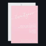 Invitación Elegante guión rosa moderno cumpleaños 21<br><div class="desc">Invitación de cumpleaños 21ª,  de color rosa femenino moderno y femenino. Minimalista diseño de plantillas de invitación para 21 cumpleaños con elegante letra de guión con letra a mano de caligrafía.</div>
