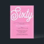 Invitación Elegante guión rosa y blanco 60 cumpleaños<br><div class="desc">Elegante Invitación de cumpleaños 60 con escritura rosa y blanca Sus invitados sabrán que este será un fiesta especial solamente mirando esta invitación!</div>