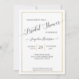 Invitación Elegante guión Sencillo Dorado Ducha Mínima Bridal