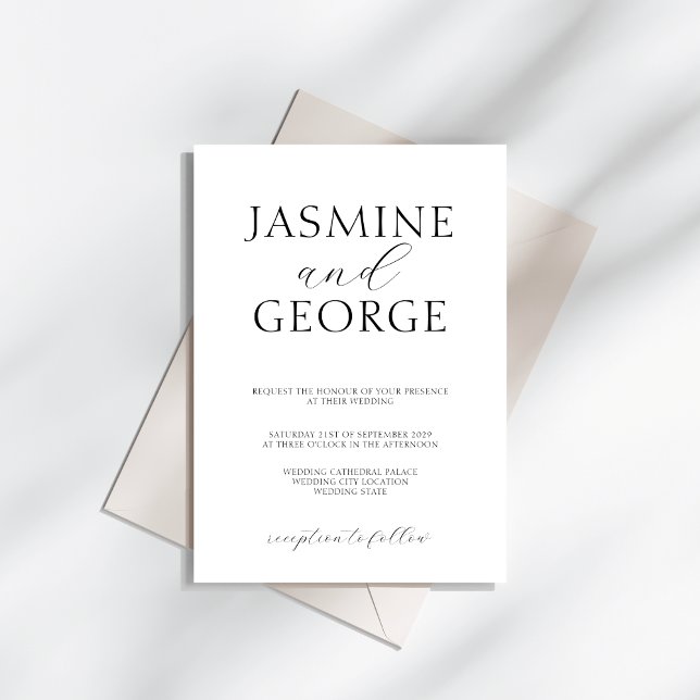 Invitación Elegante guión simple Boda blanco y negro (Subido por el creador)