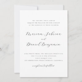 Invitación Elegante guión simple Boda blanco y negro