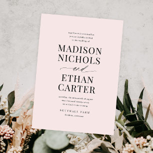 Invitación Elegante guión simple Boda de presupuesto rosa Rub