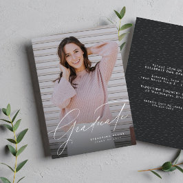 Invitación Elegante guión simple una foto graduación