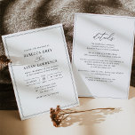 Invitación Elegante guión todo en uno Boda blanco y negro<br><div class="desc">Esta elegante Invitación a la boda todo en uno presenta un texto de caligrafía de guión amplio combinado con un elegante tipo de letra serif y sans modernos en negro,  con la sección Invitar en la parte delantera y la sección Detalles en la parte posterior. Elementos coincidentes disponibles.</div>