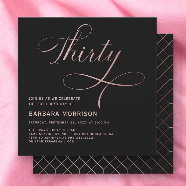 Invitación Elegante guión Treinta Rosas Oro 30 cumpleaños (Subido por el creador)