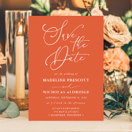 Invitación Elegante Guión Verona Sunset Naranja Guardar La Fe