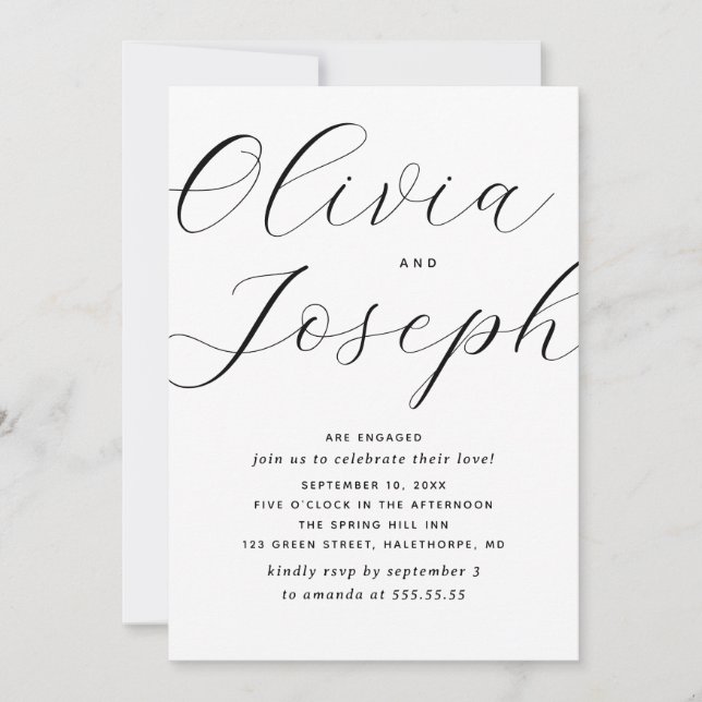 Invitación Elegante guión y Minimalista partido de compromiso (Anverso)