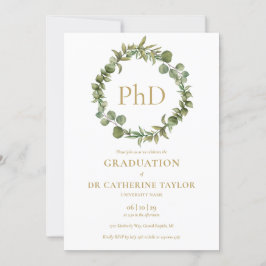 Invitación Elegante guirnalda de graduación de doctorado Fies
