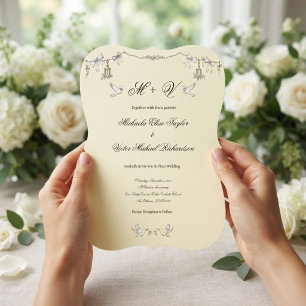 Invitación Elegante guirnalda de palomas vintage boda clásica