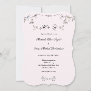 Invitación Elegante guirnalda de palomas vintage clásica boda