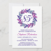 Elegante guirnalda púrpura 85 cumpleaños