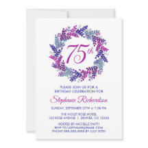 Elegante guirnalda rosa y morada 75 cumpleaños