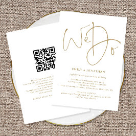 Invitación Elegante hacemos Boda de código QR con guión dorad