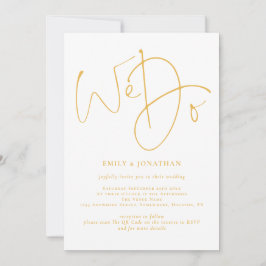 Invitación Elegante hacemos Boda de código QR de guión dorado