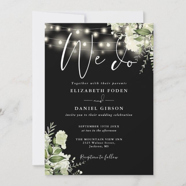 Invitación Elegante Hacemos Luces Verdes Boda de código QR (Anverso)