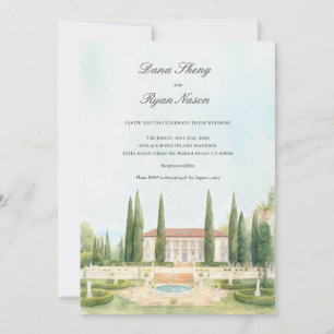 Invitación Elegante hacienda   Mapa Boda ilustrado