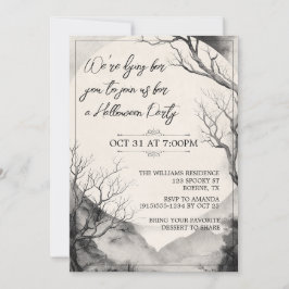 Invitación Elegante Halloween adulto monocromo