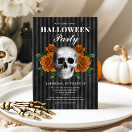 Invitación Elegante Halloween con flores góticas
